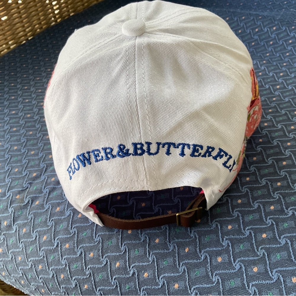 New, Flower & Butterfly Embroidered Floral Cap. Pink or white - Picture 7 of 13